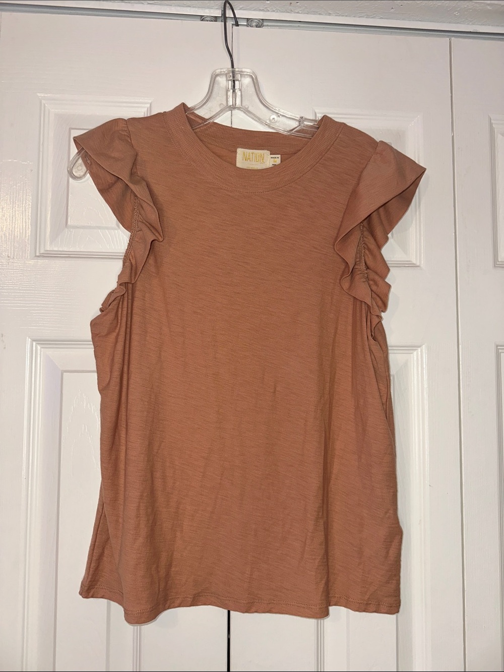 Nation LTD Paulette Flutter Sleeve Pima cotton Feminine tank dusty Rose